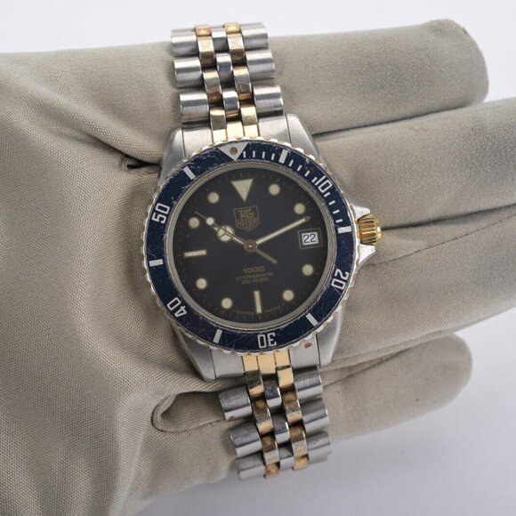 TAG Heuer 1000 Series 980.020B Black Dial 37mm Gold Two Tone Men's Watch - Picture 4 of 5